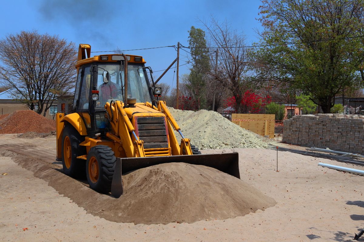 Plant hire machinery on a construction site in Newton Abbot, Devon
